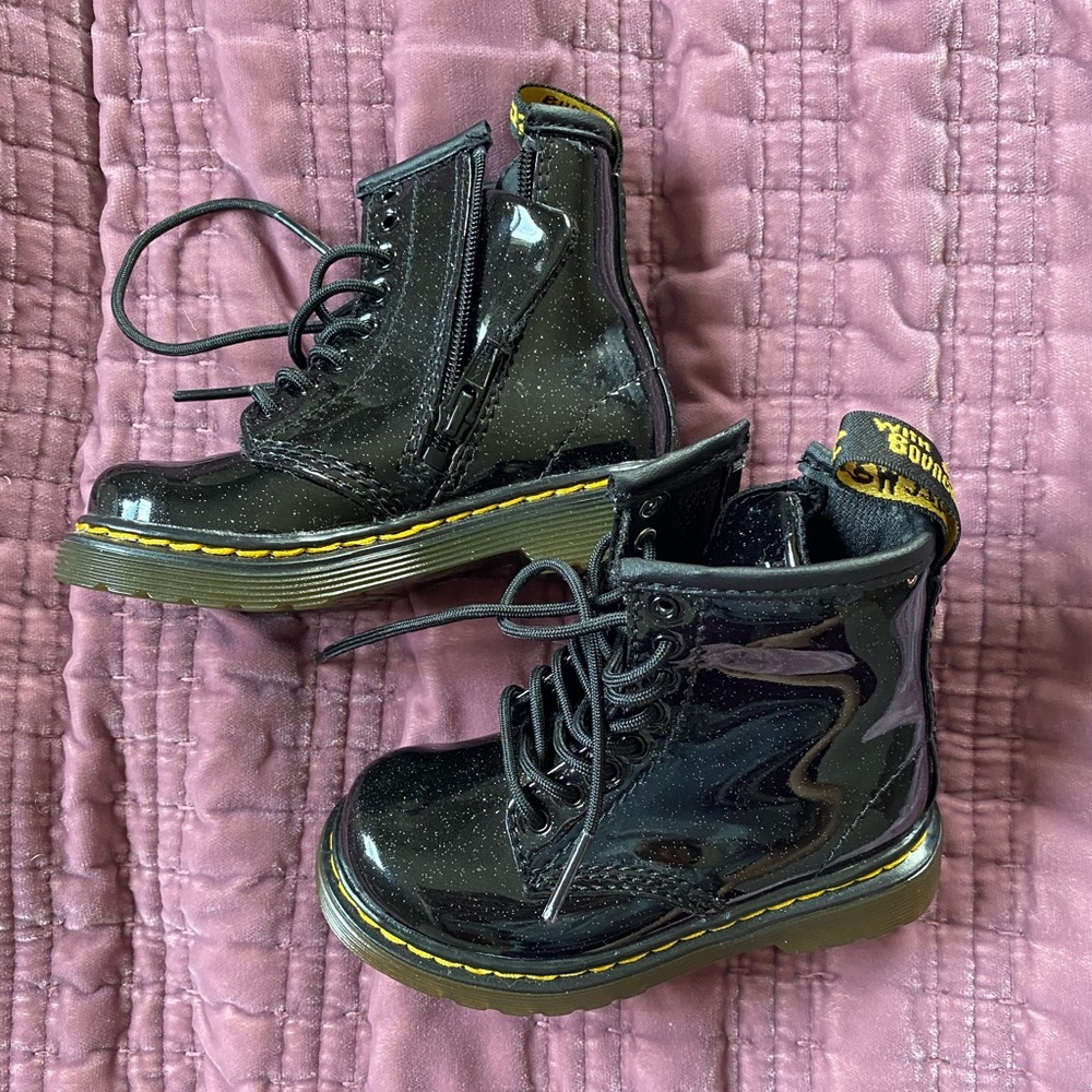 Like new Dr. Martens Kid's glitter black boots